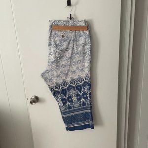 Lands' End Floral Mid Rise Straight Leg Pant
